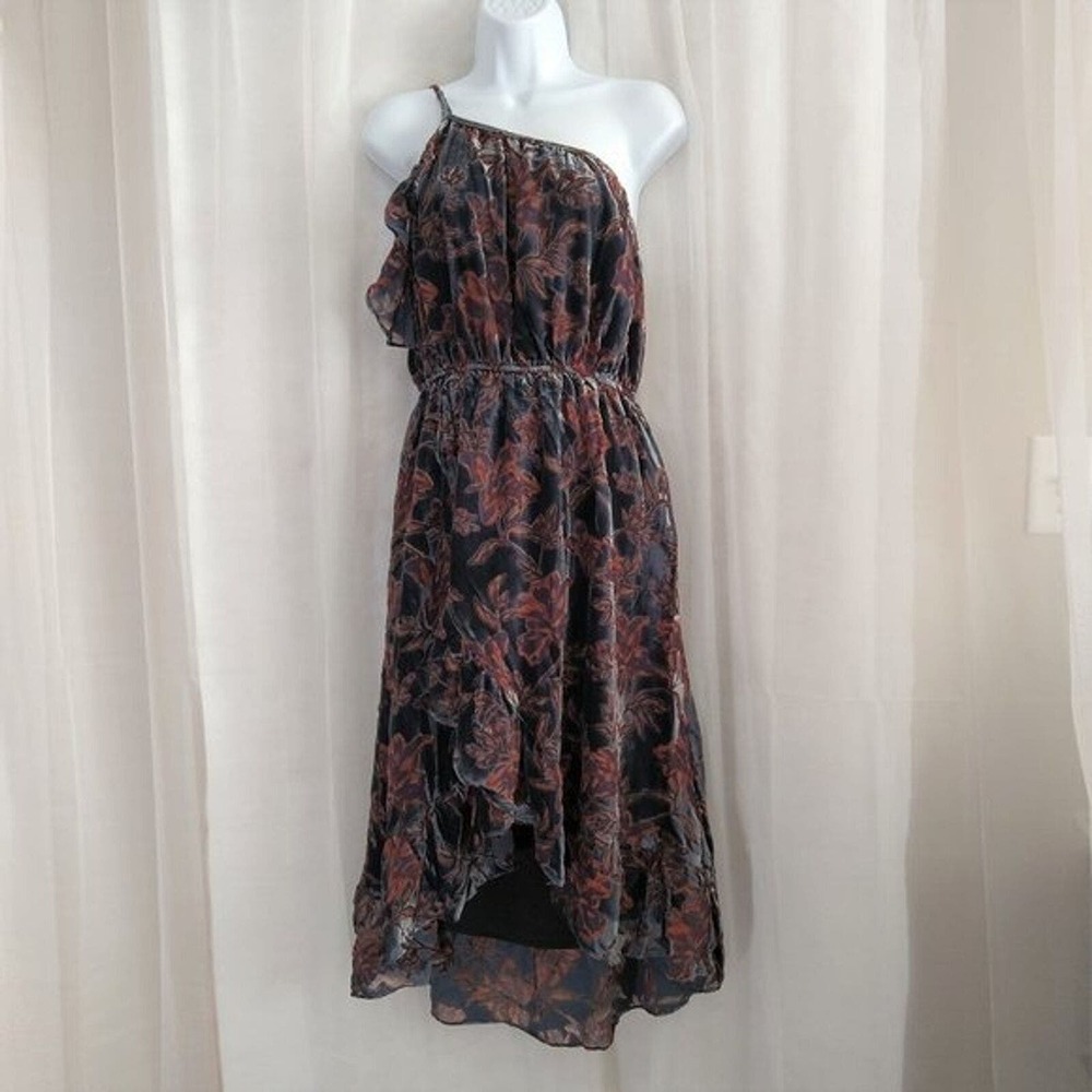 Adelyn Rae Womens Dress Velvet Burnout One Shoulder Size S New